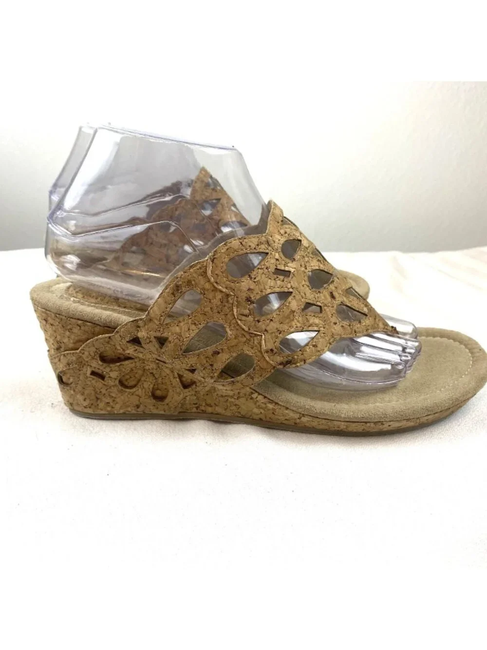 Duck Head Women's Tan Slip-On Cork Dressy Open Toe Wedge Sandals 3